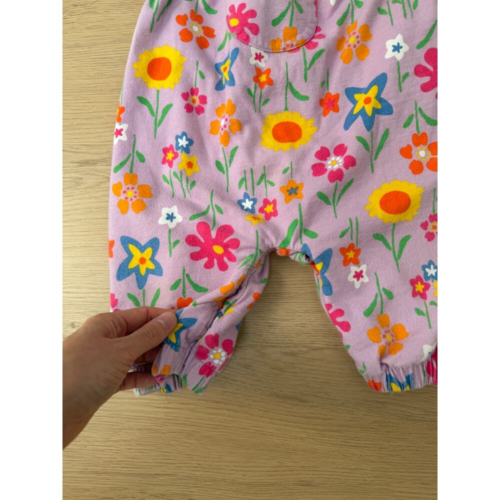 The Limited Vintage 90s Retro Purple Floral Romper with Gingham Trim - Picture 3 of 5
